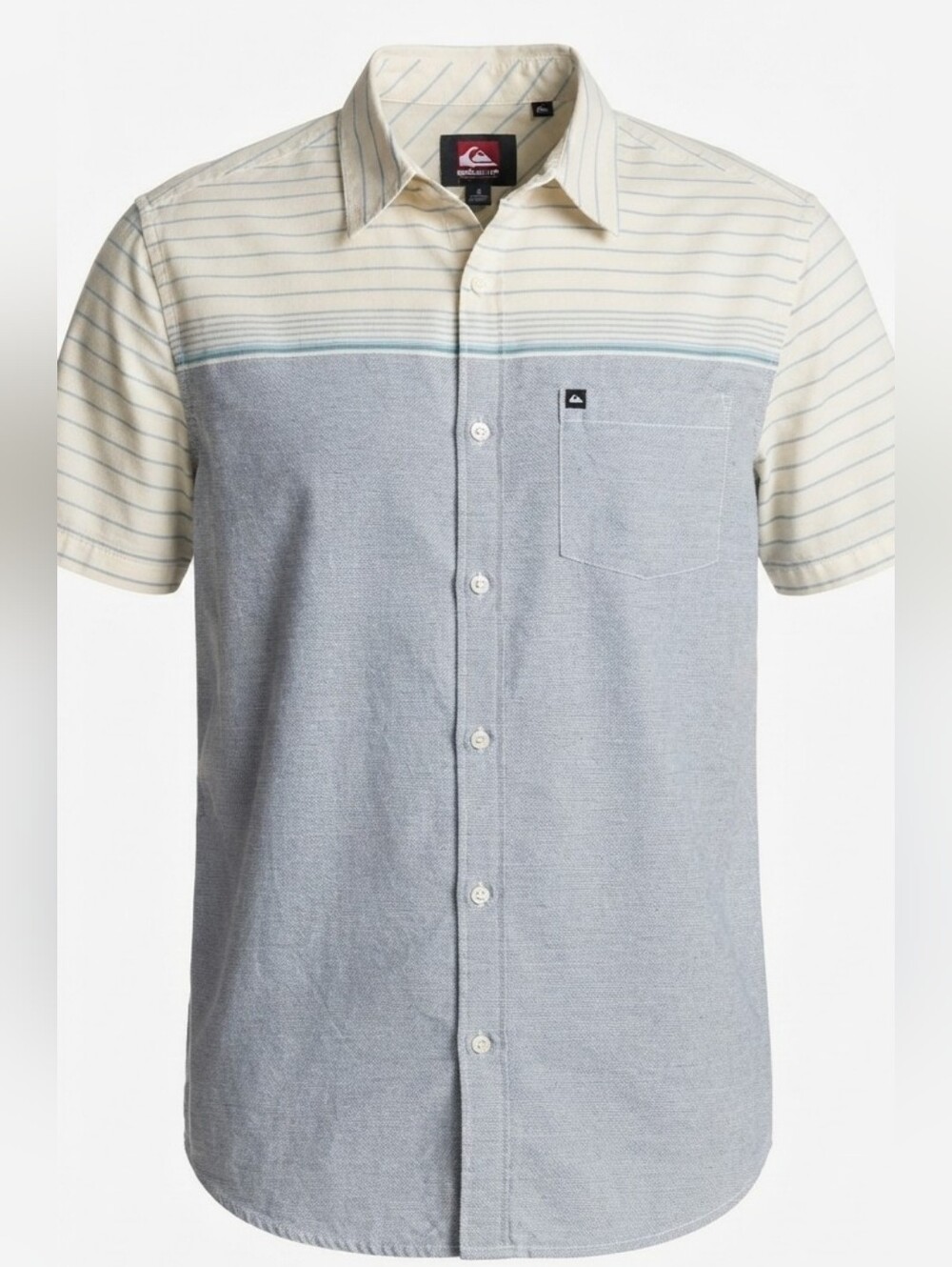 Quiksilver Men's Striped Short Sleeve Button-Down Shirt Size Small. Like New!